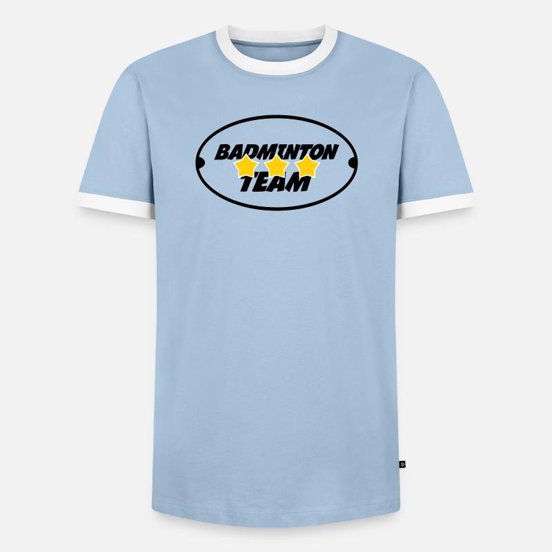 Badminton Team - Men's Ringer Shirt - light blue/white 