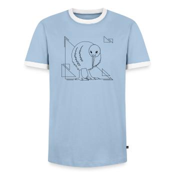 Oiseau kiwi dans un motif géométrique - T-shirt contrasté Homme - bleu clair/blanc  - Devant - AI Model Female 172 light (172cm) & AI Model Male 178 light (178cm)