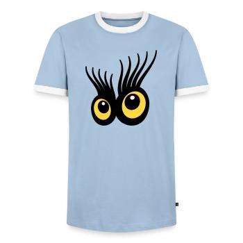 Eyes - Men's Ringer Shirt - light blue/white  - Front - AI Model Female 172 light (172cm) & AI Model Male 178 light (178cm)
