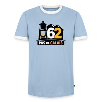 62 Pas de Calais Emblem - Männer Kontrast-T-Shirt - Hellblau/Weiß  - Vorne - AI Model Female 172 light (172cm) & AI Model Male 178 light (178cm)