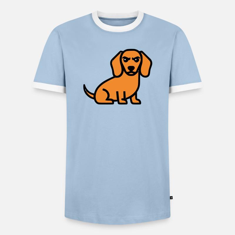 Dackel Hund Braun Comic - Männer Kontrast-T-Shirt - Hellblau/Weiß 
