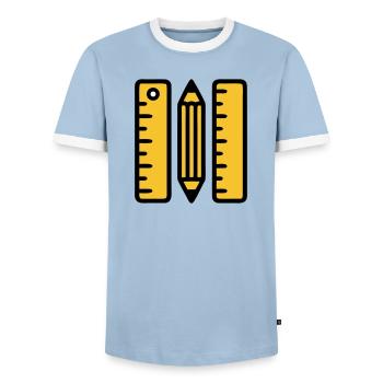Pen Rulers Drawing Architecture - Men's Ringer Shirt - light blue/white  - Front - AI Model Female 172 light (172cm) & AI Model Male 178 light (178cm)