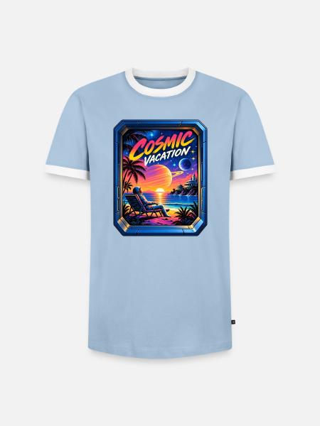 Kosmischer Urlaub - Männer Kontrast-T-Shirt - Hellblau/Weiß
