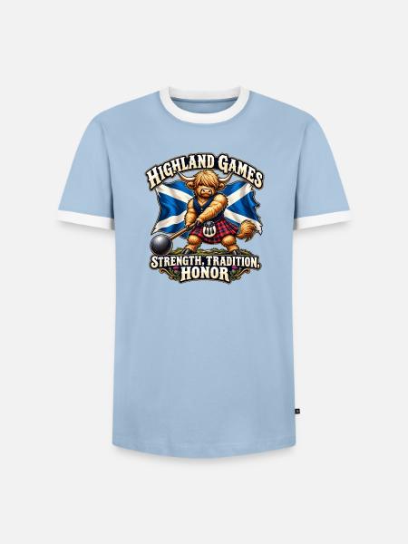 Highland Games Krafttradition Ehrung - Männer Kontrast-T-Shirt - Hellblau/Weiß 