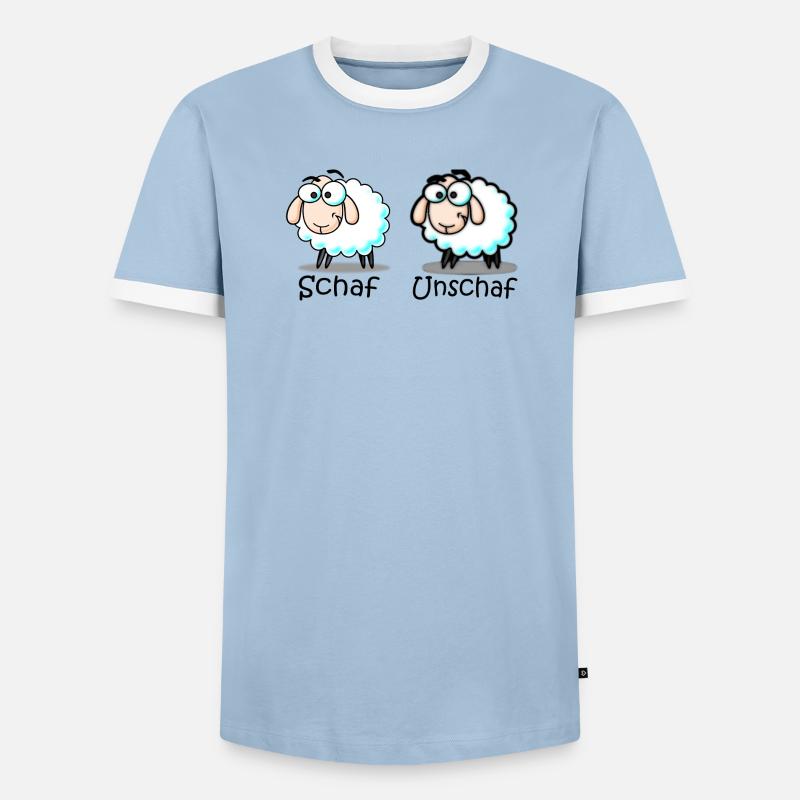 Schaf - Männer Kontrast-T-Shirt - Hellblau/Weiß 