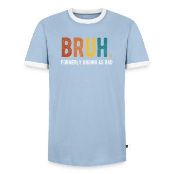 Bruh Anciennement Connu sous le nom de Papa Humour rétro - T-shirt contrasté Homme - bleu clair/blanc  - Devant - AI Model Female 172 light (172cm) & AI Model Male 178 light (178cm)