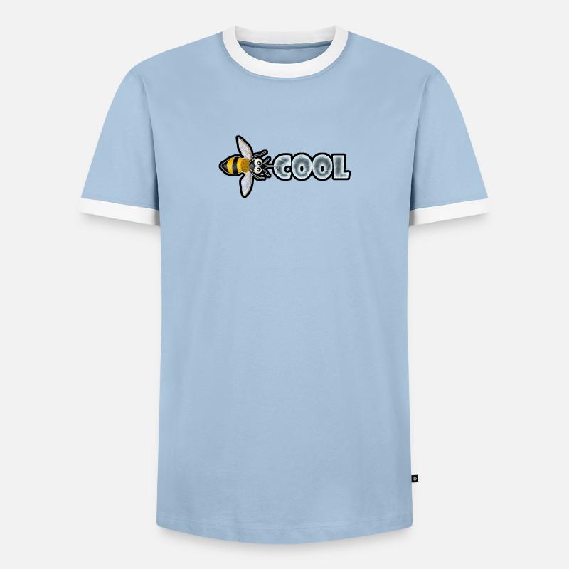 BEE COOL (horizontal) - Men's Ringer Shirt - light blue/white 