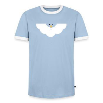 Cuddly Cloud Face - Men's Ringer Shirt - light blue/white  - Front - AI Model Female 172 light (172cm) & AI Model Male 178 light (178cm)
