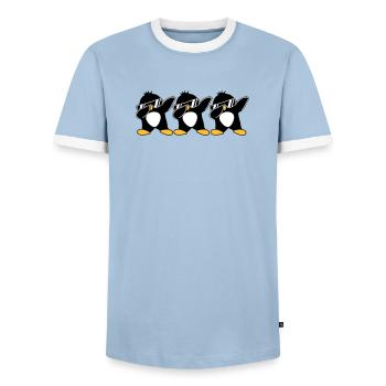 Dab Équipe Pingouin - T-shirt contrasté Homme - bleu clair/blanc  - Devant - AI Model Female 172 light (172cm) & AI Model Male 178 light (178cm)