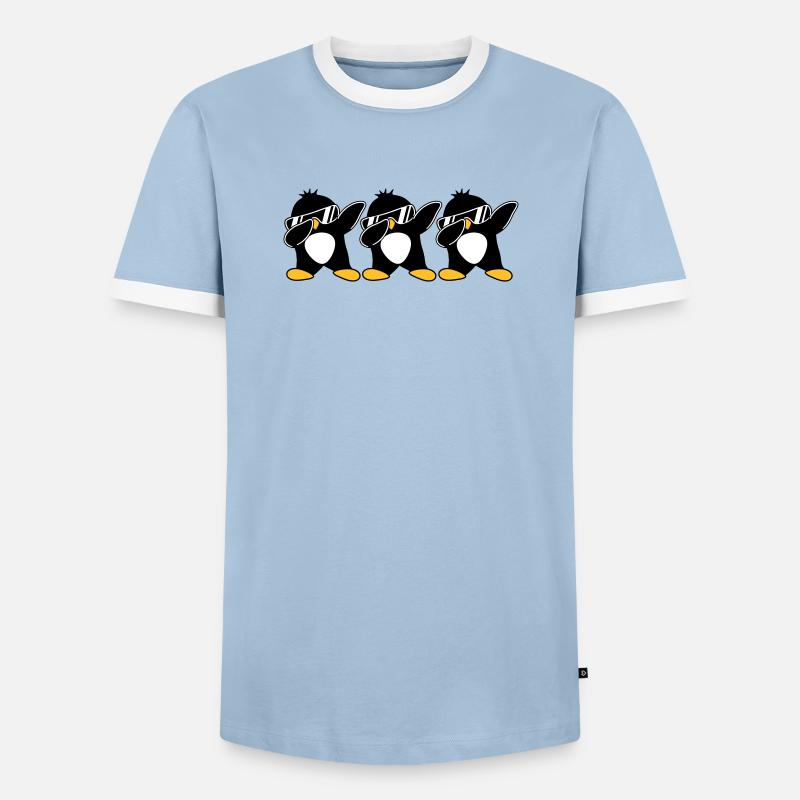 Dab Team Penguin - Men's Ringer Shirt - light blue/white