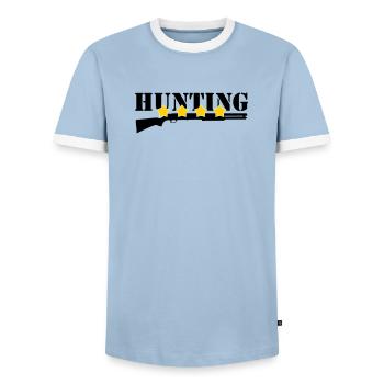 Jagd – Jäger - Männer Kontrast-T-Shirt - Hellblau/Weiß  - Vorne - AI Model Female 172 light (172cm) & AI Model Male 178 light (178cm)