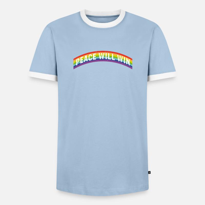 Rainbow Regenbogen Peace will win - Männer Kontrast-T-Shirt - Hellblau/Weiß 