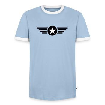 Je suis une star avec des ailes - T-shirt contrasté Homme - bleu clair/blanc  - Devant - AI Model Female 172 light (172cm) & AI Model Male 178 light (178cm)