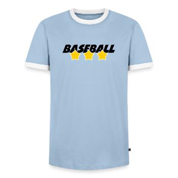 Baseball – Sport - Männer Kontrast-T-Shirt - Hellblau/Weiß  - Vorne - AI Model Female 172 light (172cm) & AI Model Male 178 light (178cm)