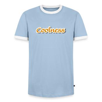 coolness claim Vectorgraphic - Men's Ringer Shirt - light blue/white  - Front - AI Model Female 172 light (172cm) & AI Model Male 178 light (178cm)