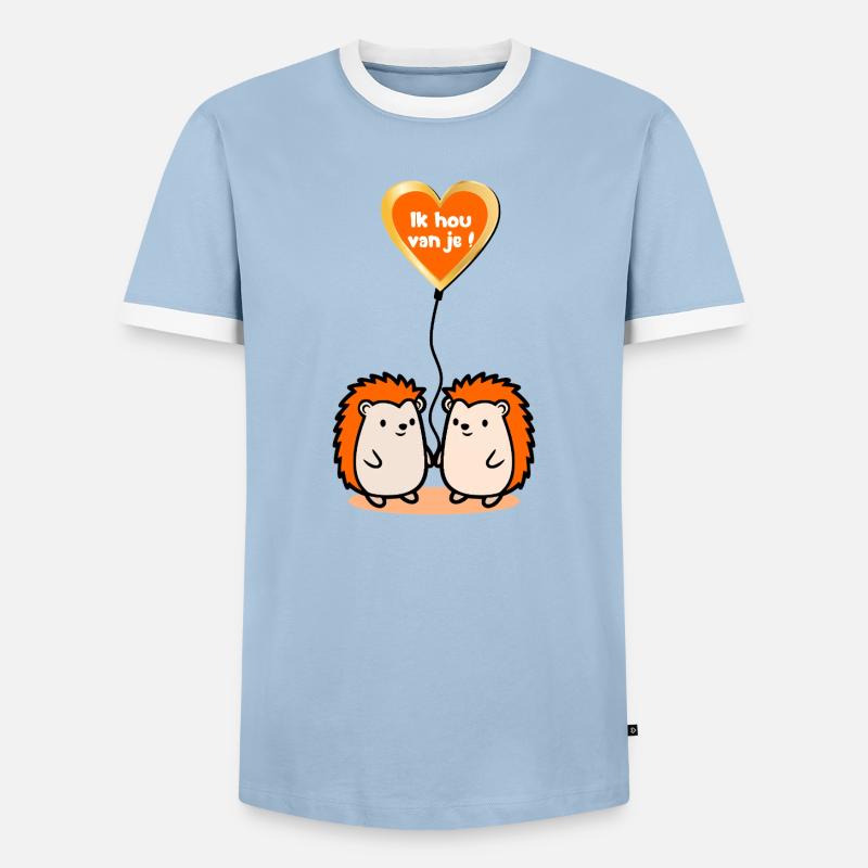 Ich liebe euch, Igel - Männer Kontrast-T-Shirt - Hellblau/Weiß