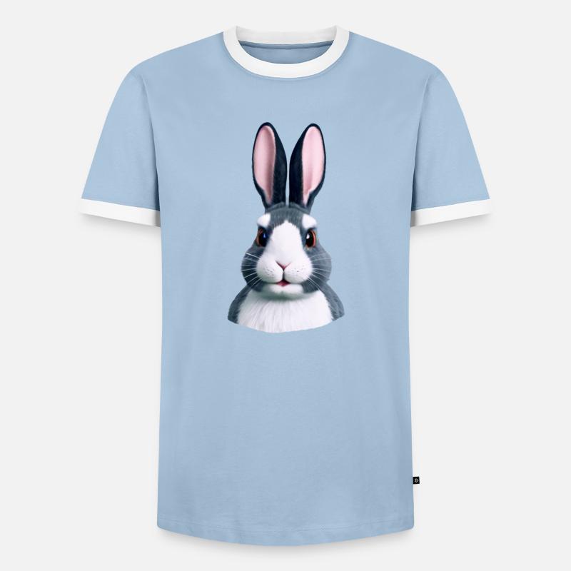 Rabbit - Not only at Easter - Men's Ringer Shirt - light blue/white
