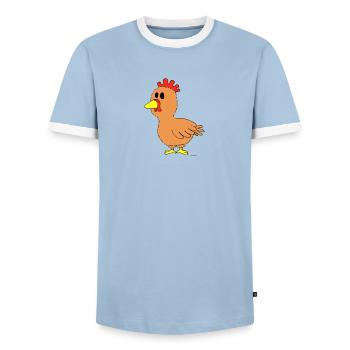 Huhn / Chicken - Männer Kontrast-T-Shirt - Hellblau/Weiß  - Vorne - AI Model Female 172 light (172cm) & AI Model Male 178 light (178cm)
