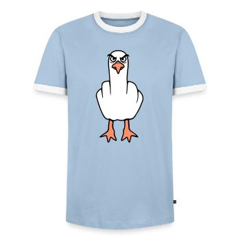 Möwe Mittelfinger Beleidigung Stinkefinger frech - Männer Kontrast-T-Shirt - Hellblau/Weiß  - Vorne - AI Model Female 172 light (172cm) & AI Model Male 178 light (178cm)