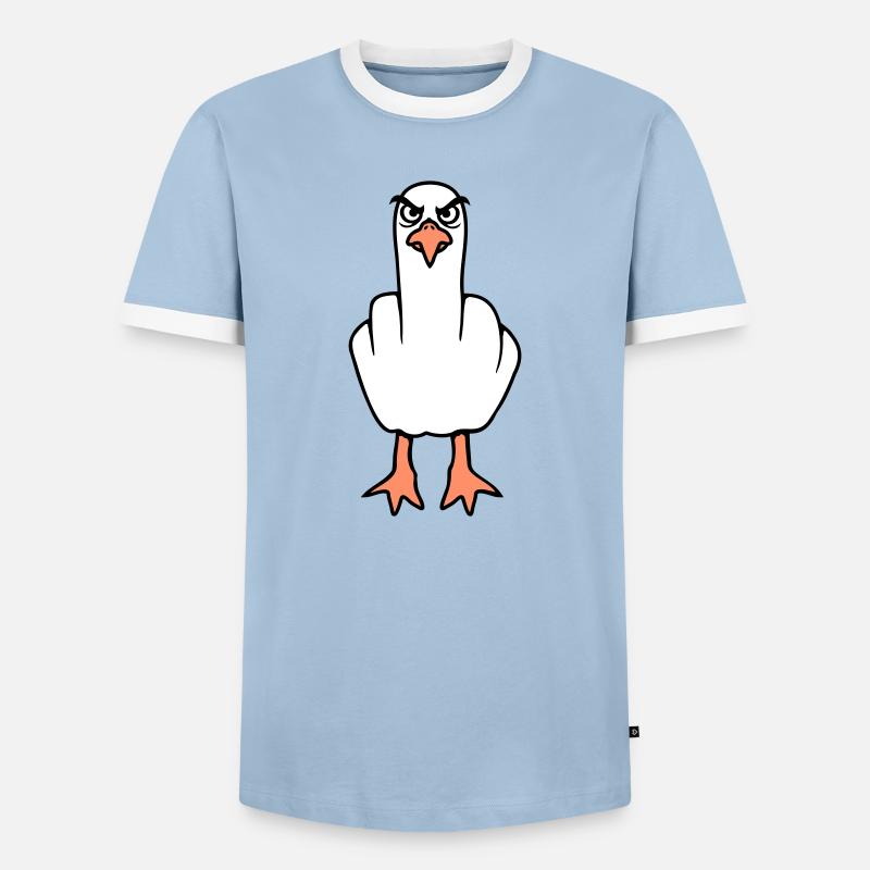 Möwe Mittelfinger Beleidigung Stinkefinger frech - Männer Kontrast-T-Shirt - Hellblau/Weiß 