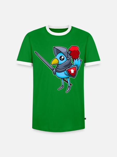 Vogel in Ritterrüstung - Männer Kontrast-T-Shirt - Grün/Weiß 