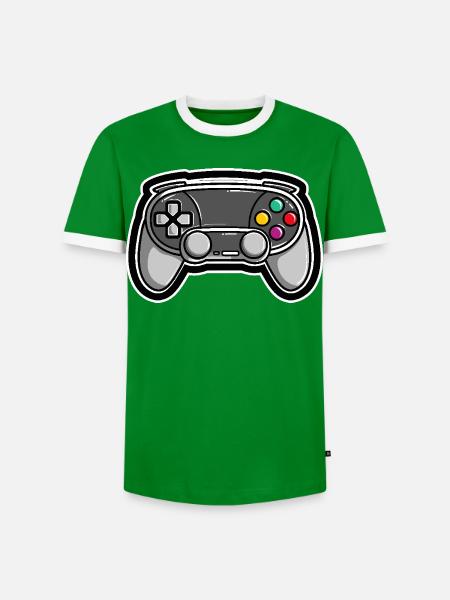 Spiel Controller - Männer Kontrast-T-Shirt - Grün/Weiß