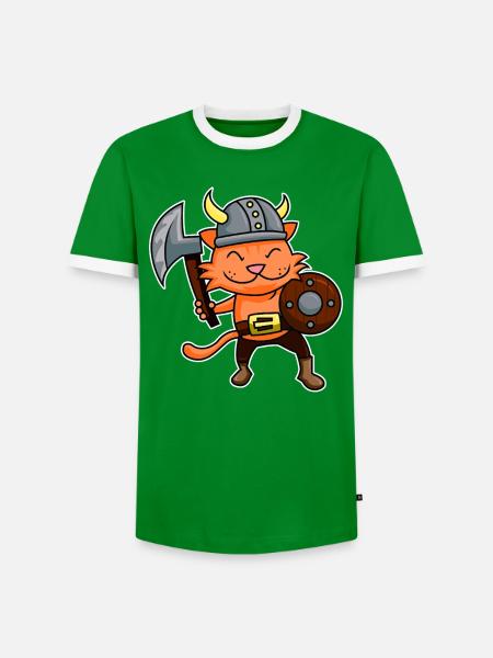 Viking Kater - Männer Kontrast-T-Shirt - Grün/Weiß