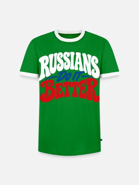 Russischer Stolz im Retro Design - Männer Kontrast-T-Shirt - Grün/Weiß
