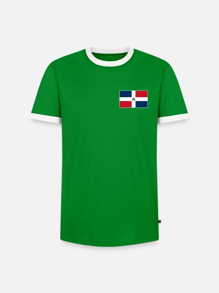 Dominican Republic Flag Classic Frame - Männer Kontrast-T-Shirt - Grün/Weiß