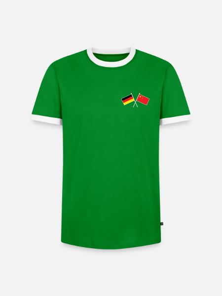 Germany x China Friendship Flags - Männer Kontrast-T-Shirt - Grün/Weiß 