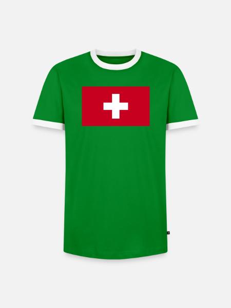 Schweiz Flagge - Männer Kontrast-T-Shirt - Grün/Weiß 