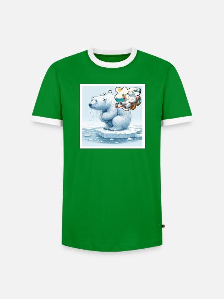 Eisbär - Männer Kontrast-T-Shirt - Grün/Weiß