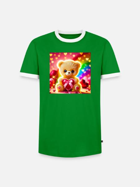 Happy Valentine - Männer Kontrast-T-Shirt - Grün/Weiß 