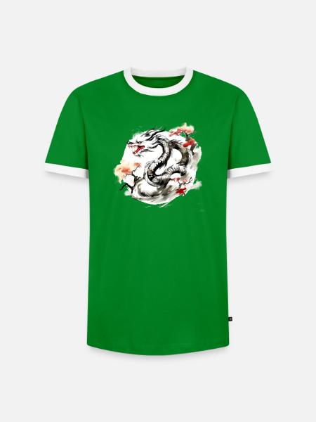 Chinesisches Sternzeichen Drache - Männer Kontrast-T-Shirt - Grün/Weiß 