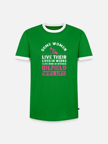 Bohrinsel Ölfeld Ölbohrinsel Ehefrau - Männer Kontrast-T-Shirt - Grün/Weiß