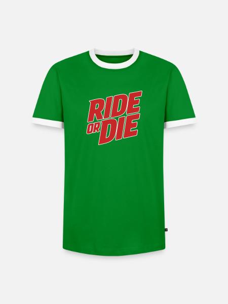 Ride or Die Schriftzug - Männer Kontrast-T-Shirt - Grün/Weiß