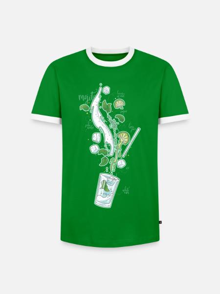 Mojito - Männer Kontrast-T-Shirt - Grün/Weiß