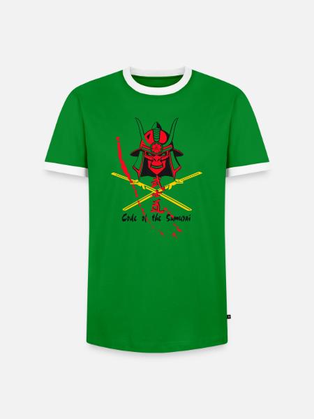 Code Samurai Krieger: Klingen-Design - Männer Kontrast-T-Shirt - Grün/Weiß