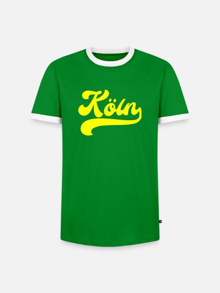 Köln gelber Schriftzug - Männer Kontrast-T-Shirt - Grün/Weiß 