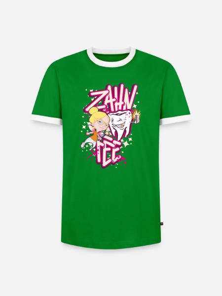 Zahnheldin Comiczauber - Männer Kontrast-T-Shirt - Grün/Weiß