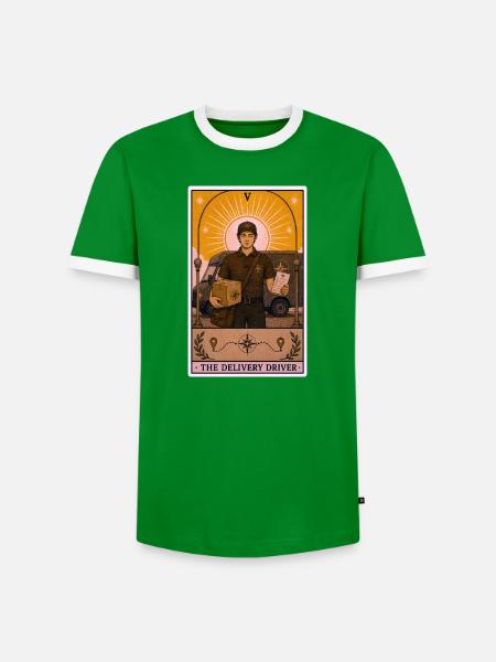 Paketfahrer | Lieferung Kurier Tarot - Männer Kontrast-T-Shirt - Grün/Weiß 