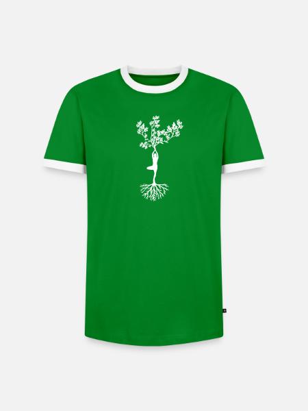 YOGA - Männer Kontrast-T-Shirt - Grün/Weiß