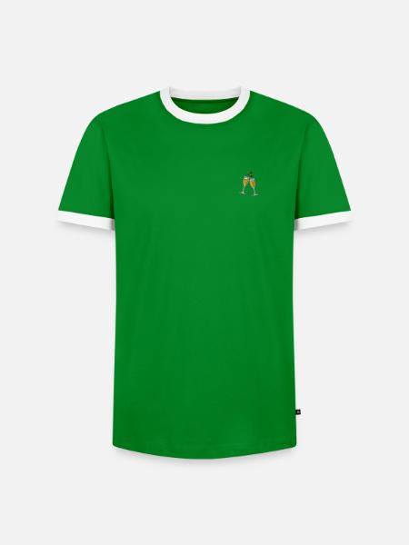 Sektgläser - Männer Kontrast-T-Shirt - Grün/Weiß