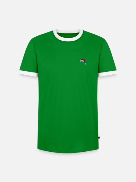 Weihnachtsmütze bestickt - Männer Kontrast-T-Shirt - Grün/Weiß