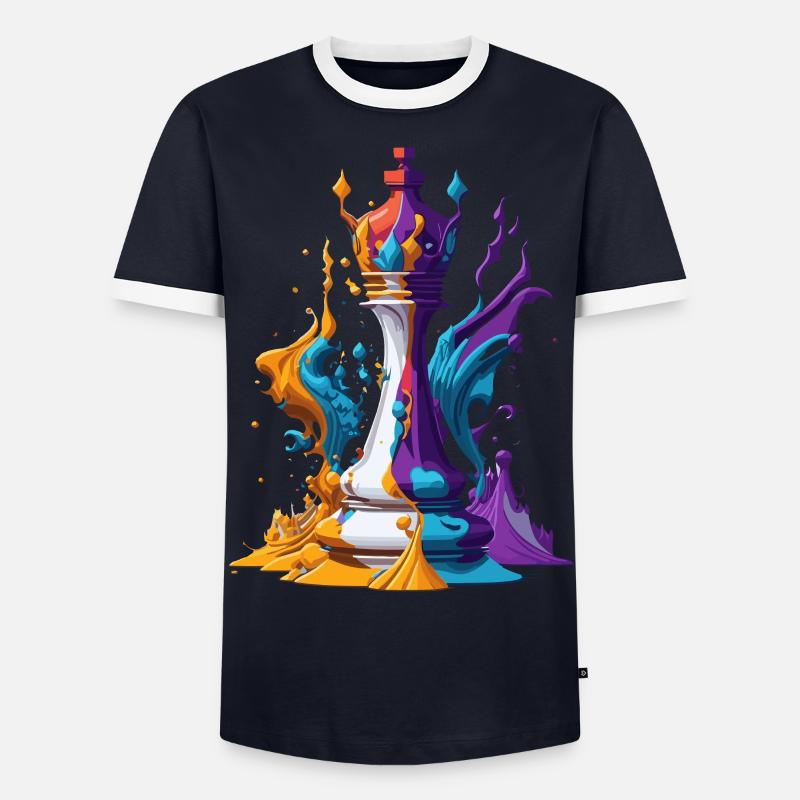 Schachfigur - Männer Kontrast-T-Shirt - Navy/Weiß 