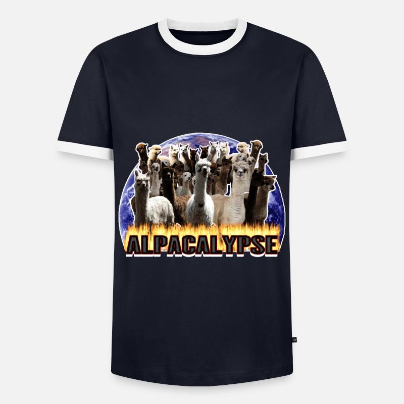 Alpaka Alpaca Alpacalypse Geschenkidee - Männer Kontrast-T-Shirt - Navy/Weiß 