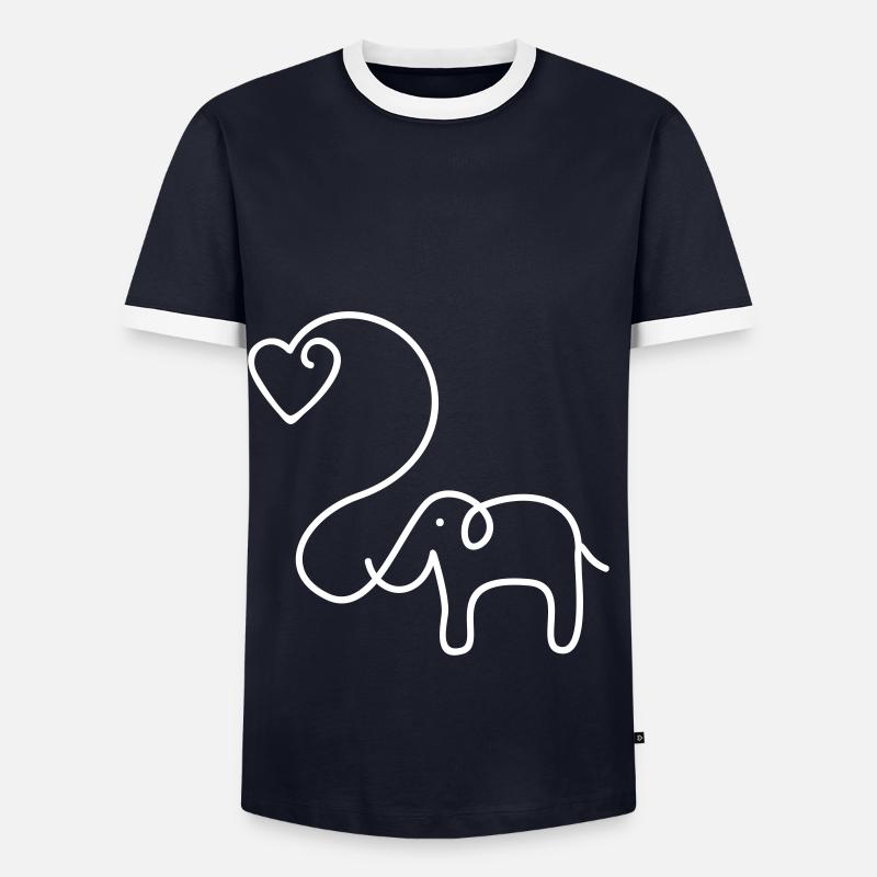 ELEFANT mit Herz - Männer Kontrast-T-Shirt - Navy/Weiß