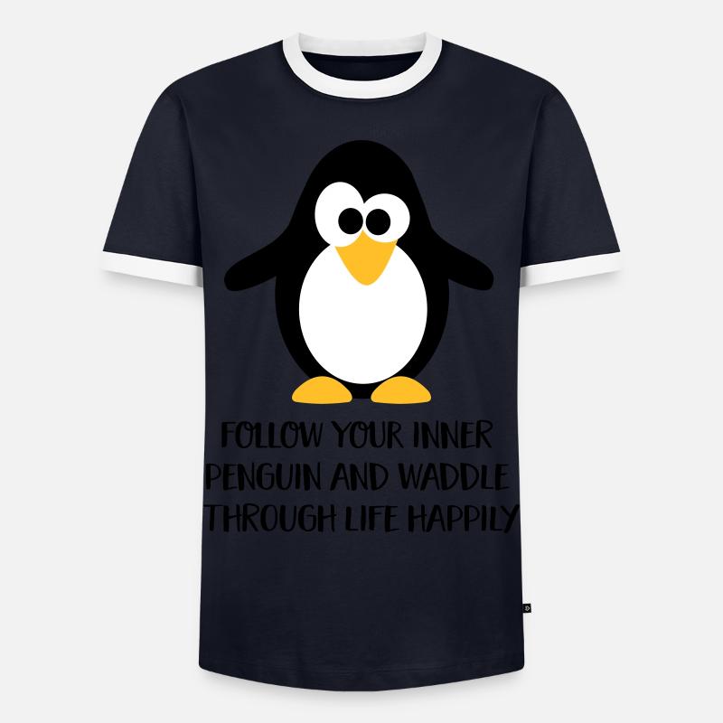 Pinguin - Männer Kontrast-T-Shirt - Navy/Weiß 