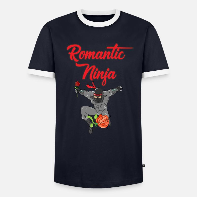 Romantic Ninja - Männer Kontrast-T-Shirt - Navy/Weiß 