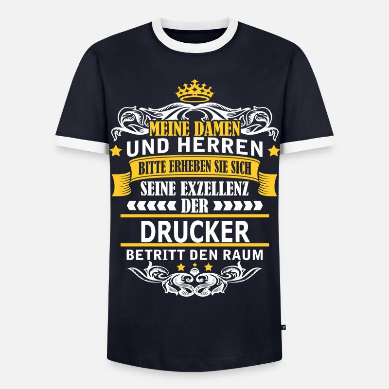 DRUCKER - Männer Kontrast-T-Shirt - Navy/Weiß 
